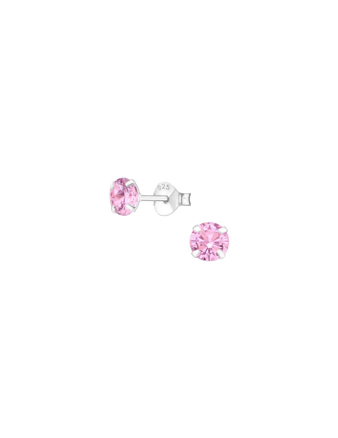 Aros de Plata Round 5Mm CZ Pink