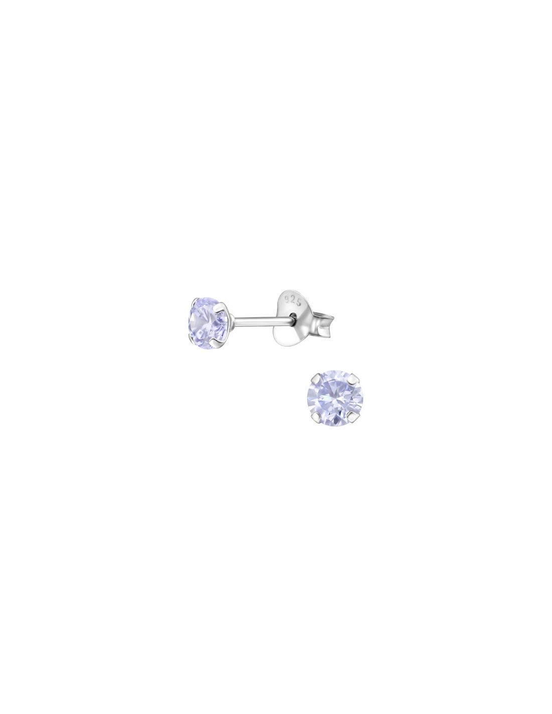 Aros de Plata 4Mm Round CZ Lavender
