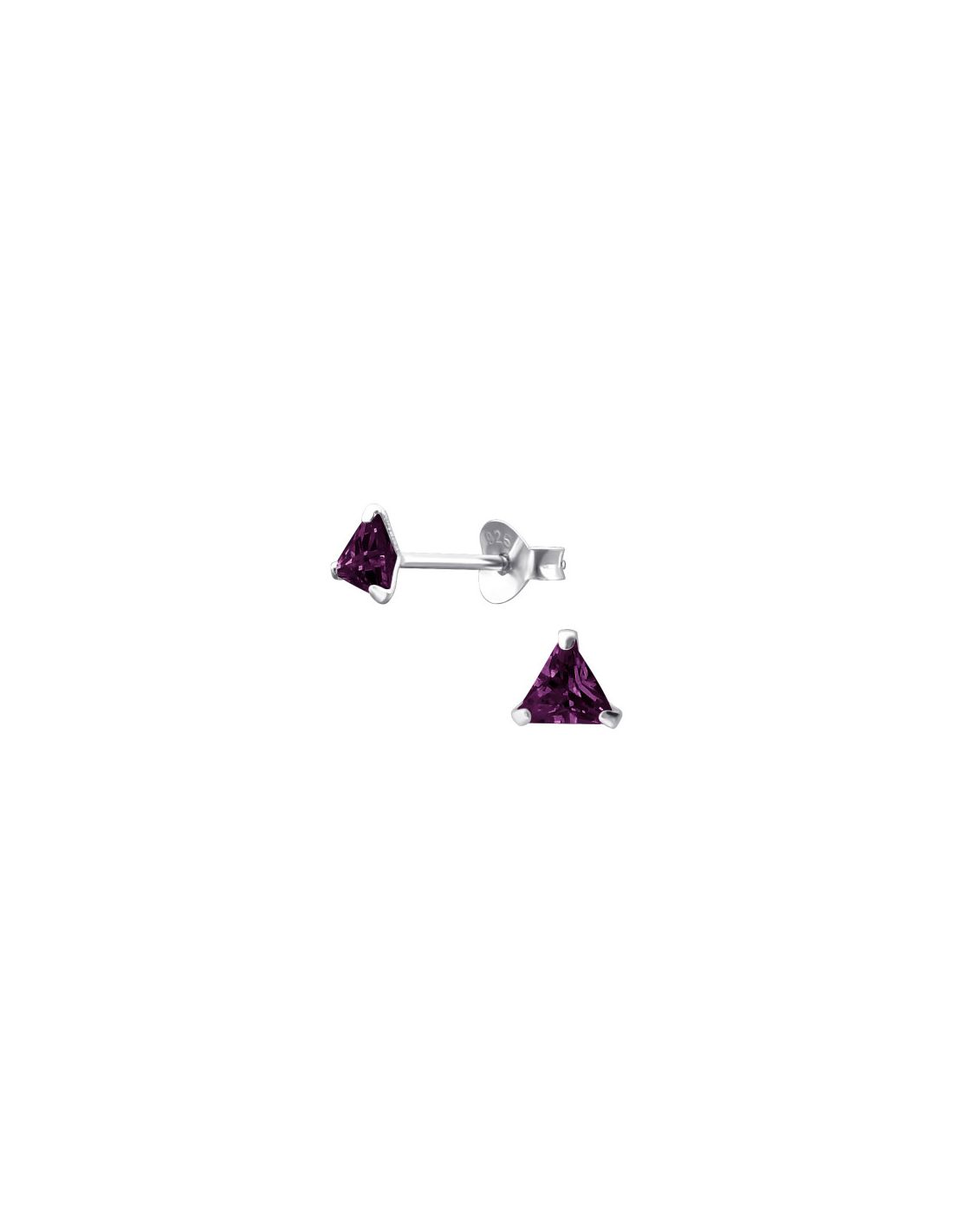 Aros de Plata Triangle 4Mm CZ Amethyst