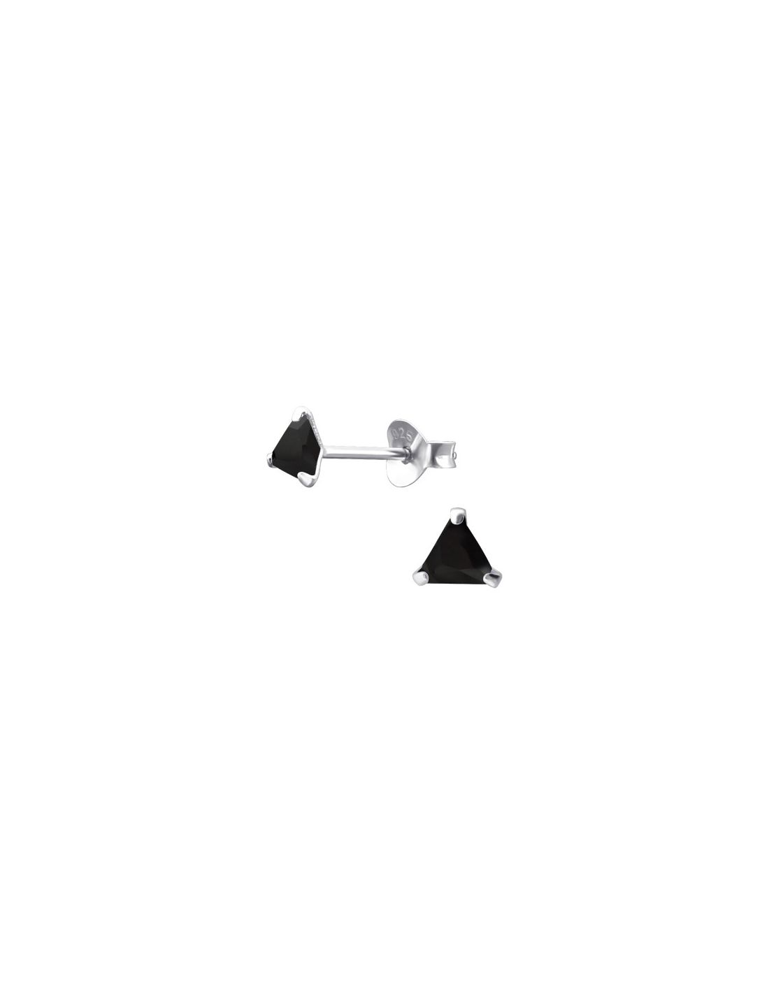 Aros de Plata Triangle 4Mm CZ Jet