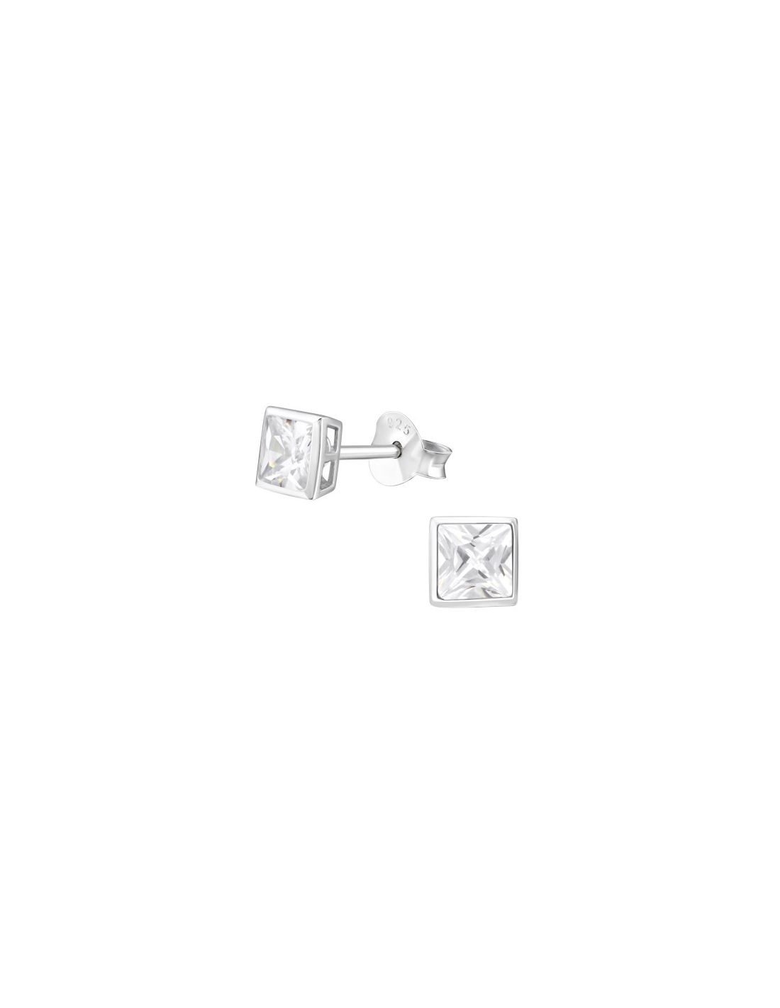 Aros de Plata Square 4Mm CZ Crystal