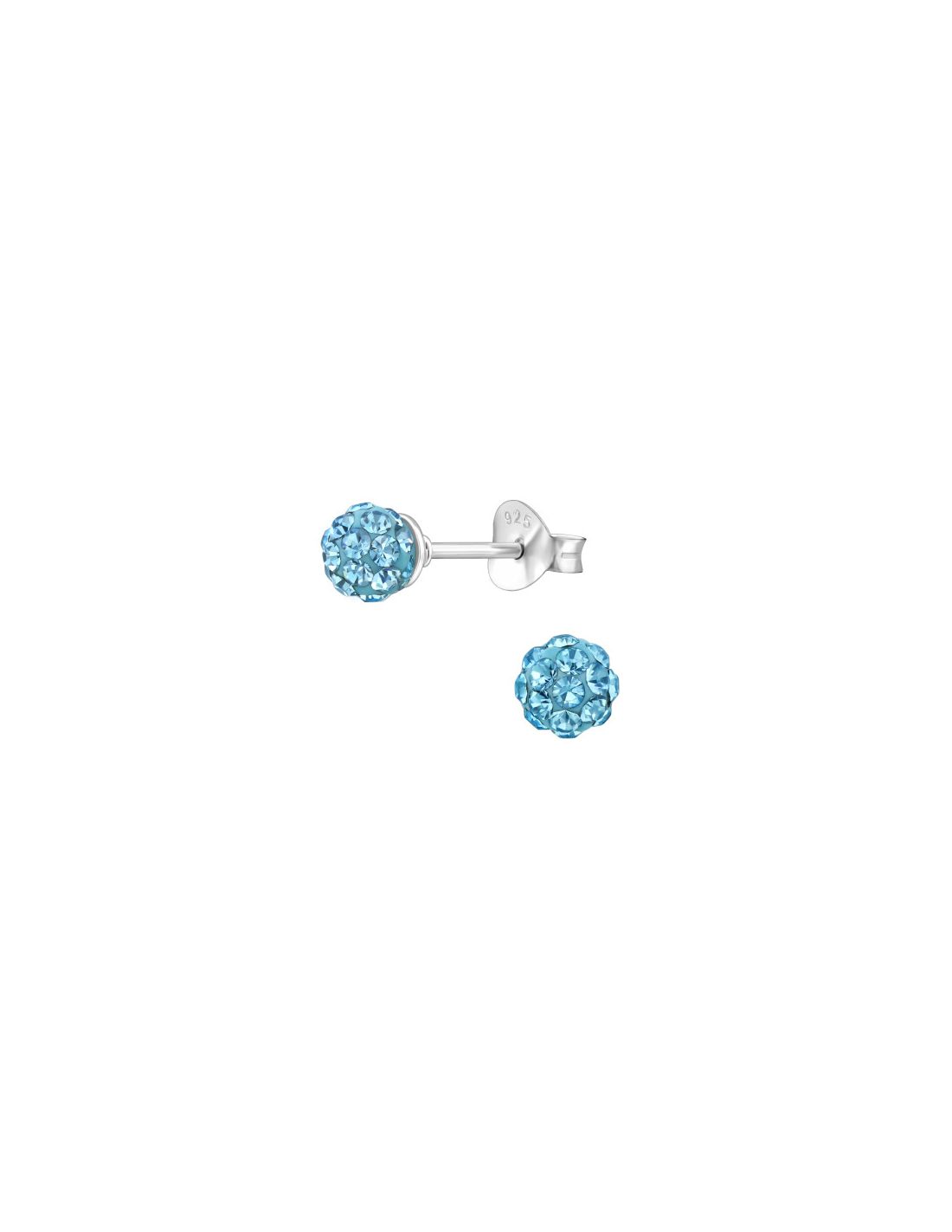 Aros de Plata Ball 4Mm Aqua Bohemica