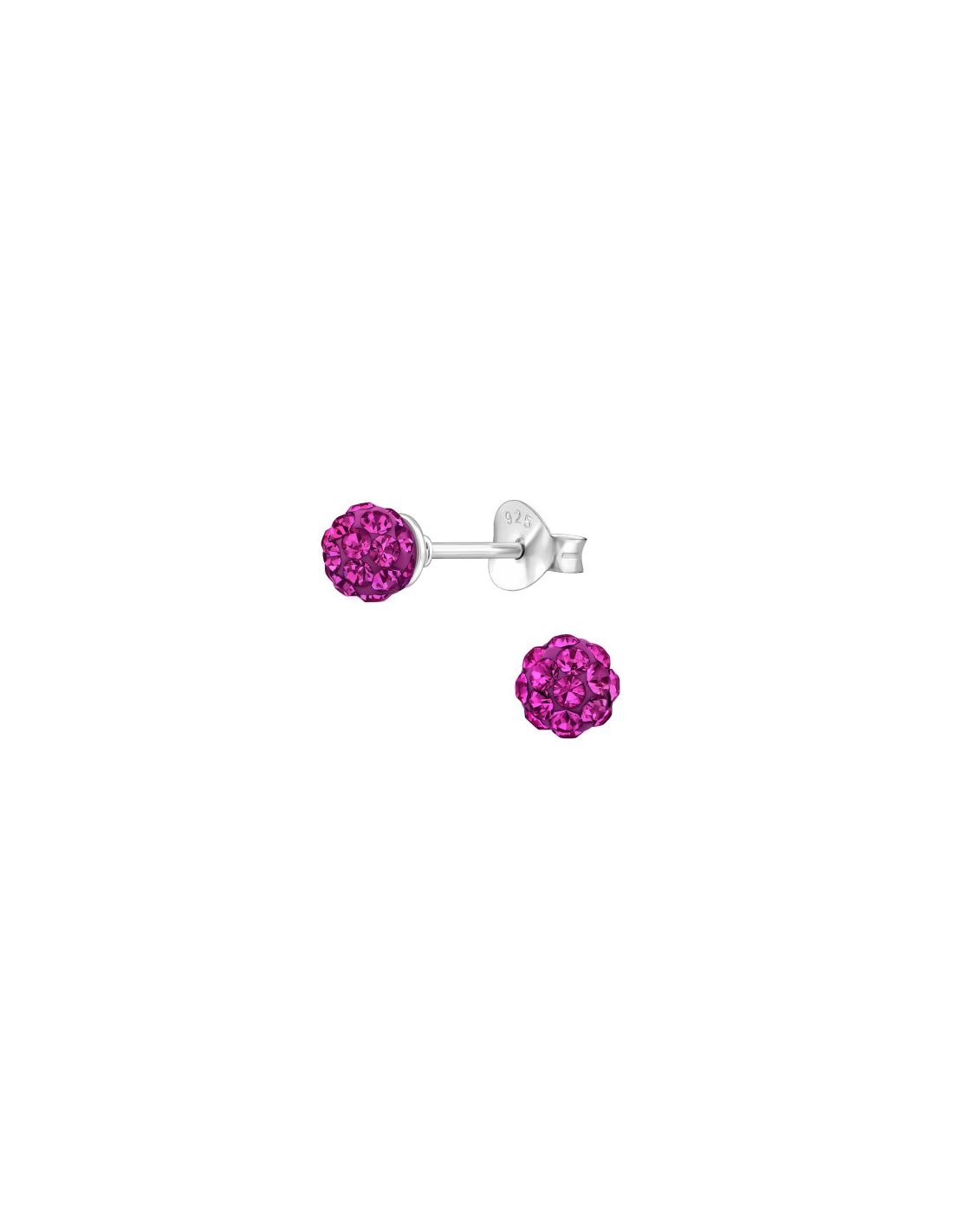 Aros de Plata Ball 4Mm Fuchsia