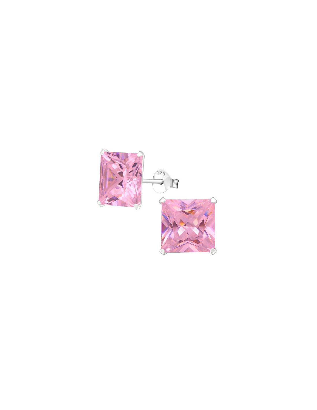 Aros de Plata Square 10Mm CZ Pink