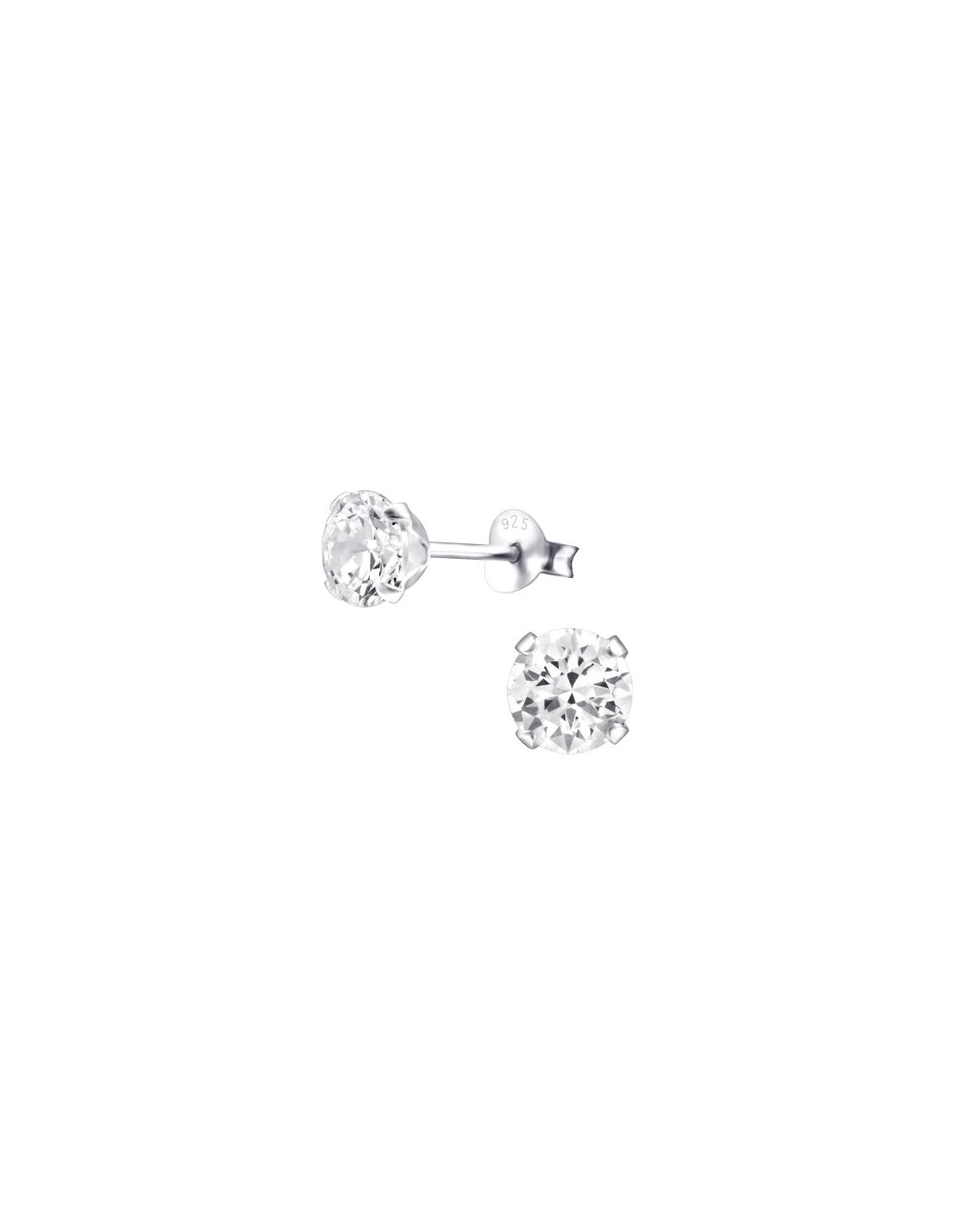 Aros de Plata Round 6Mm CZ Crystal
