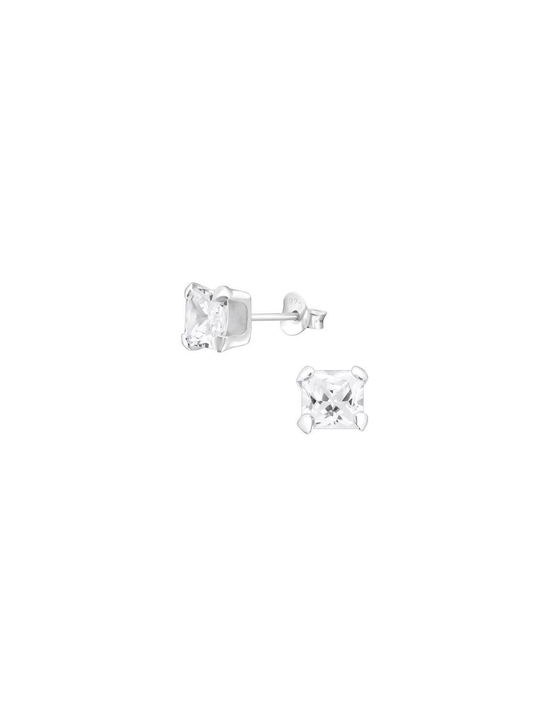 Aros de Plata Square 6Mm CZ Crystal