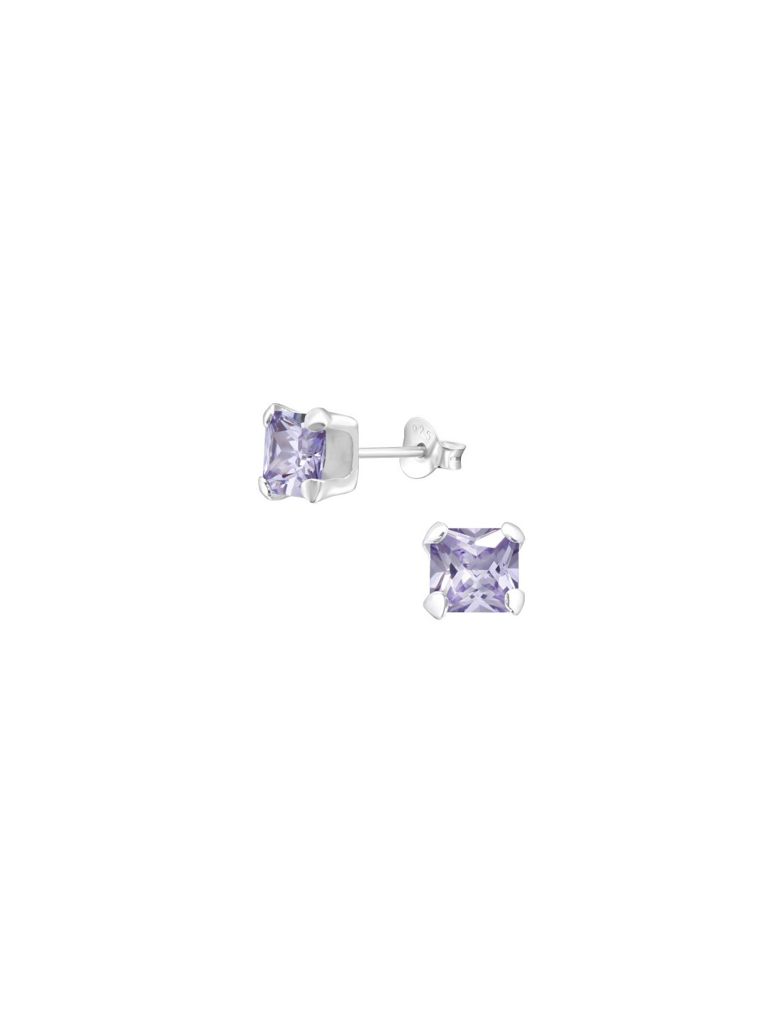 Aros de Plata Square 6Mm CZ Lavender