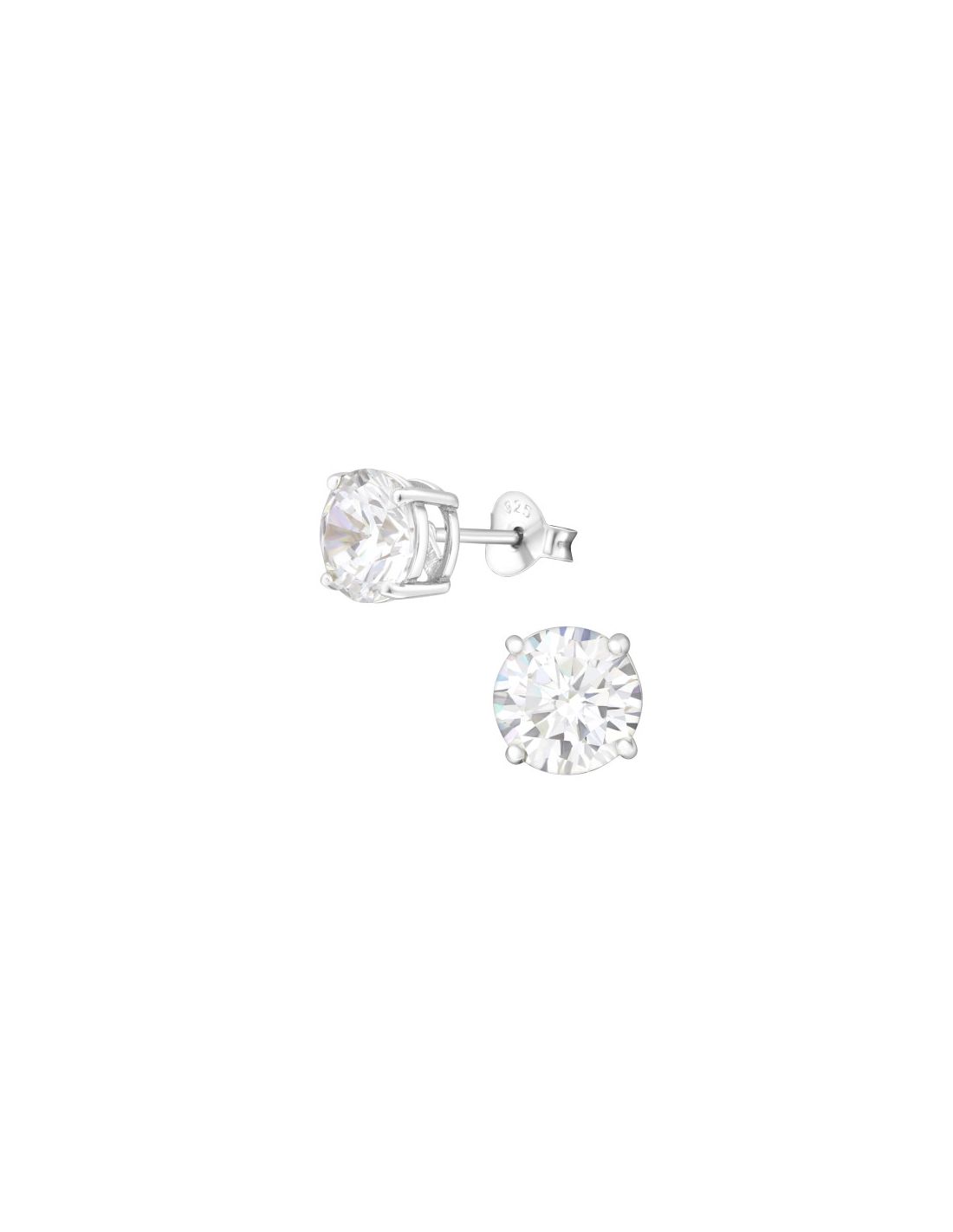 Aros de Plata Round 7Mm CZ Crystal