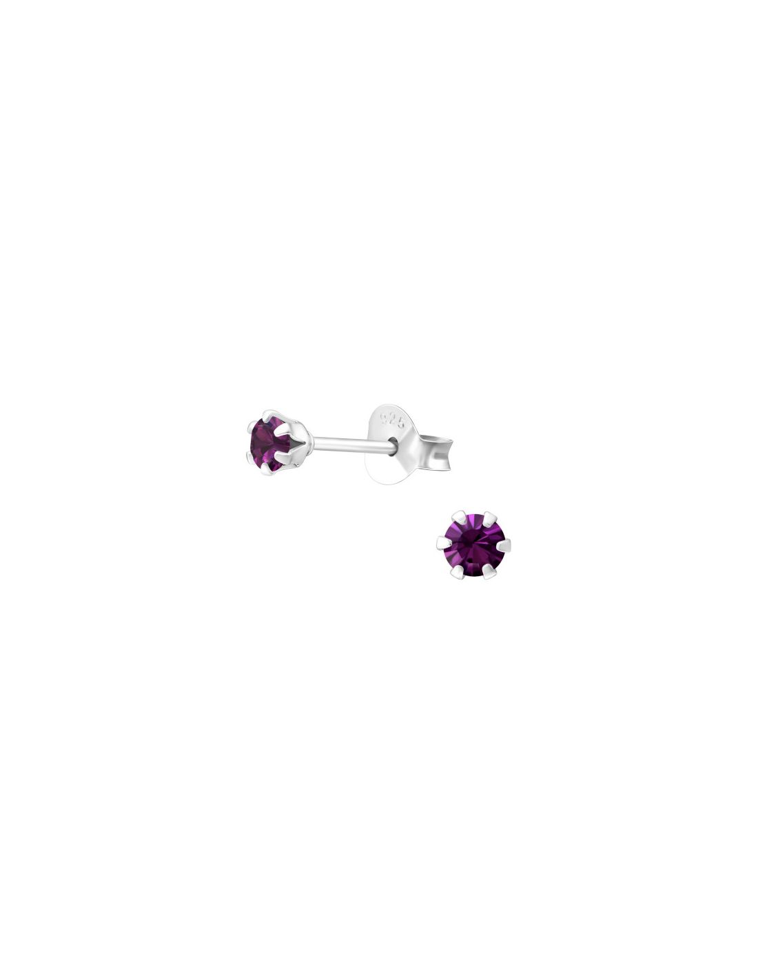 Aros de Plata Round 3Mm Amethyst