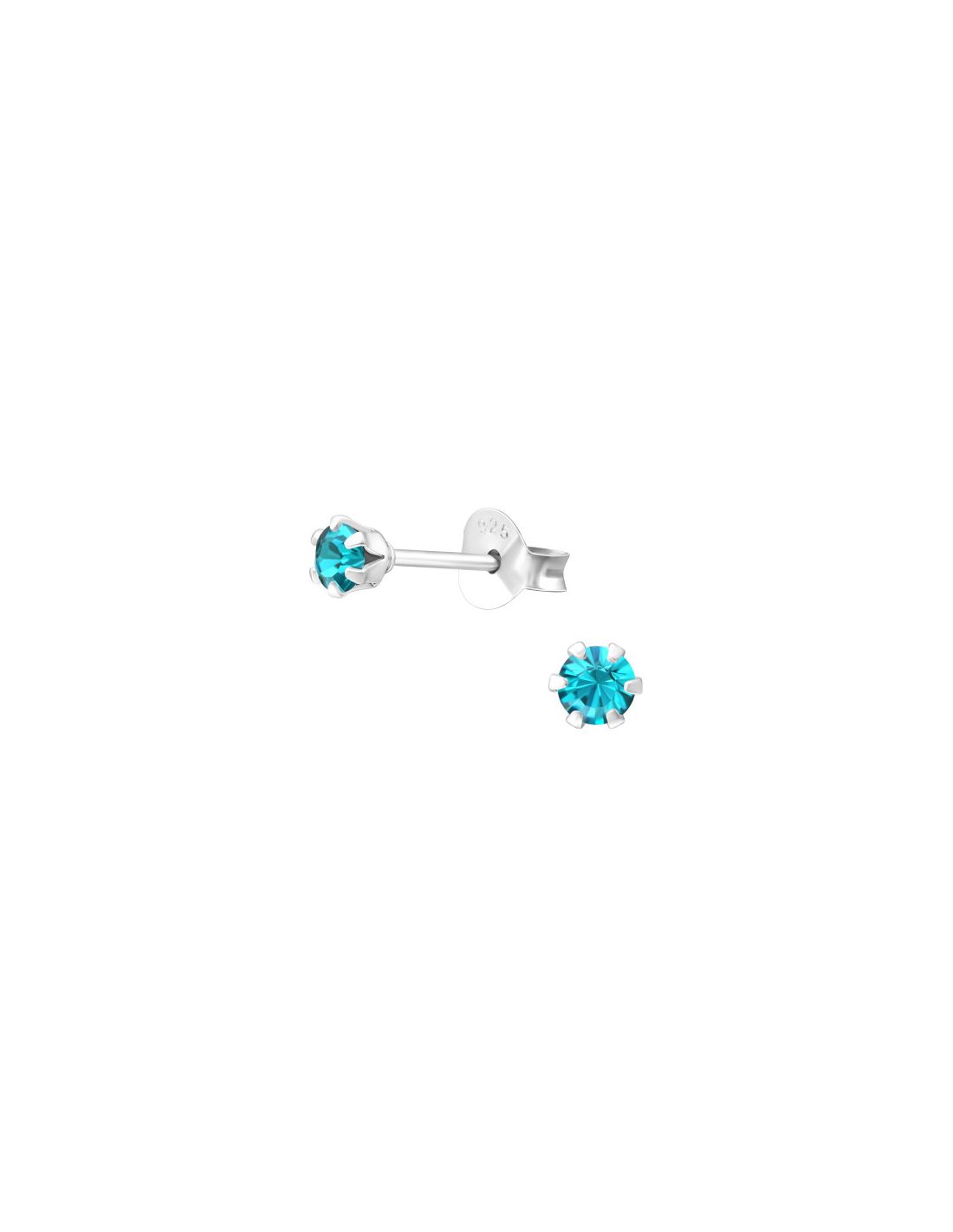 Aros de Plata Round 3Mm Blue Zircon
