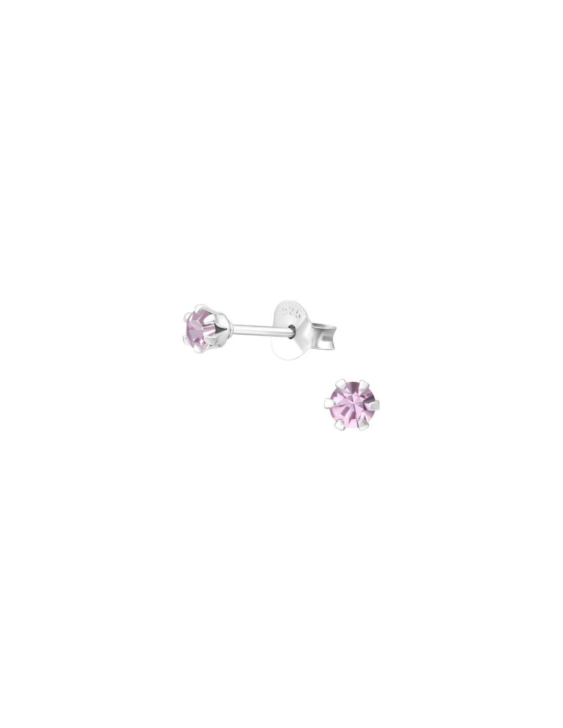Aros de Plata Round 3Mm Light Amethyst