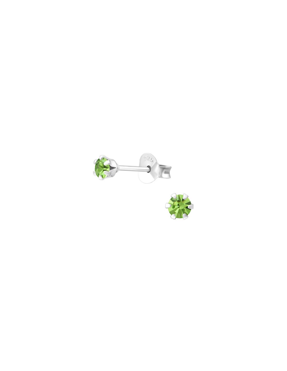 Aros de Plata Round 3Mm Peridot