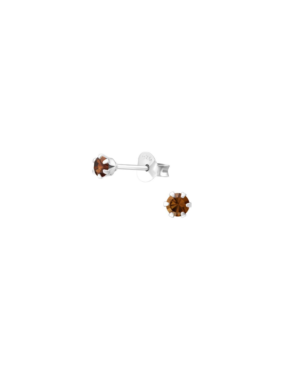 Aros de Plata Round 3Mm Smoked Topaz