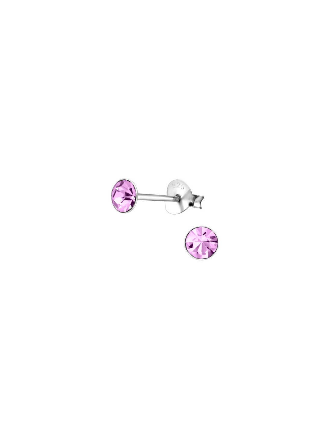 Aros de Plata 4Mm Round Light Amethyst