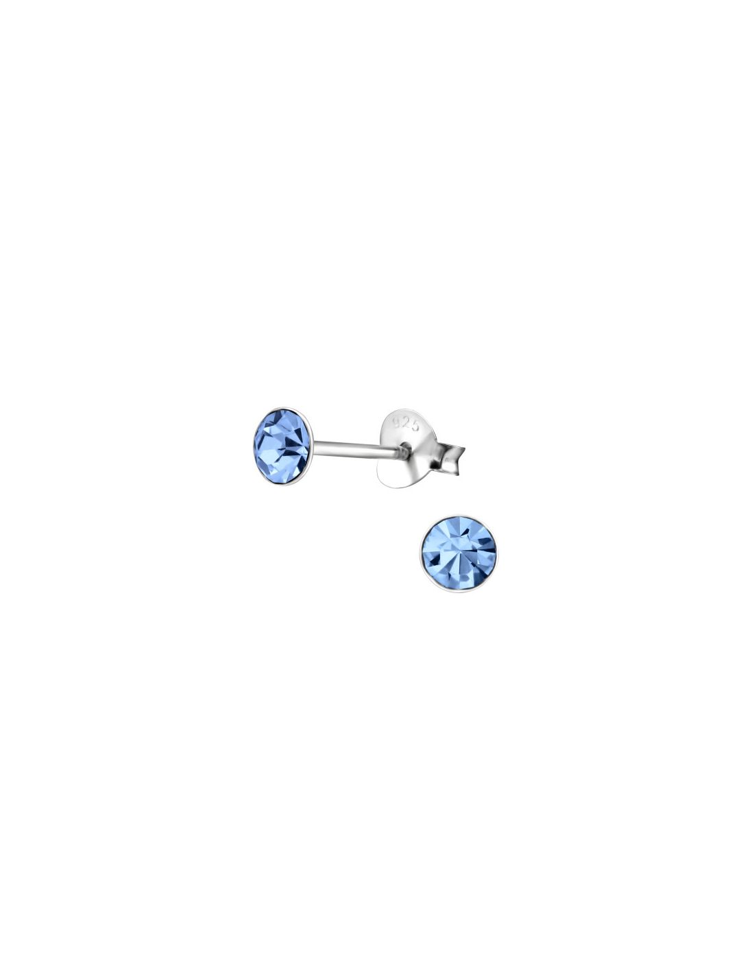 Aros de Plata 4Mm Round Light Sapphire