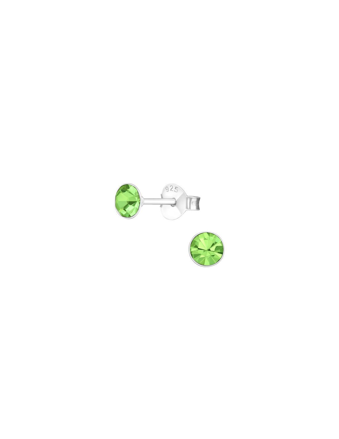 Aros de Plata 4Mm Round Peridot