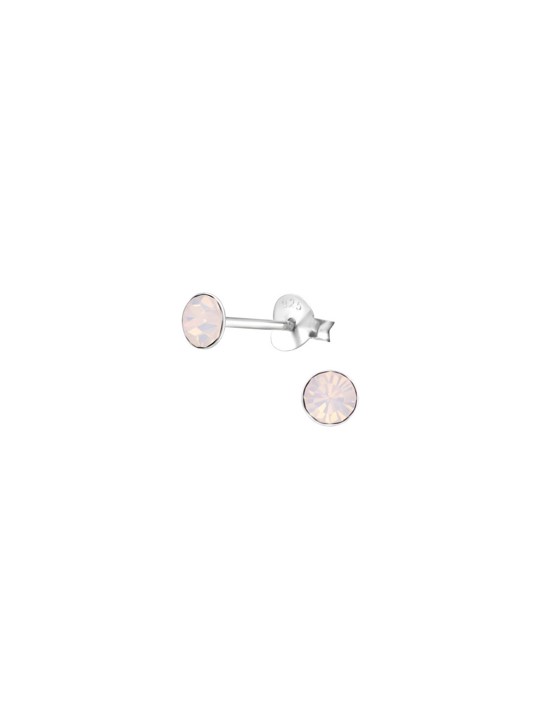 Aros de Plata 4Mm Round Rose Opal