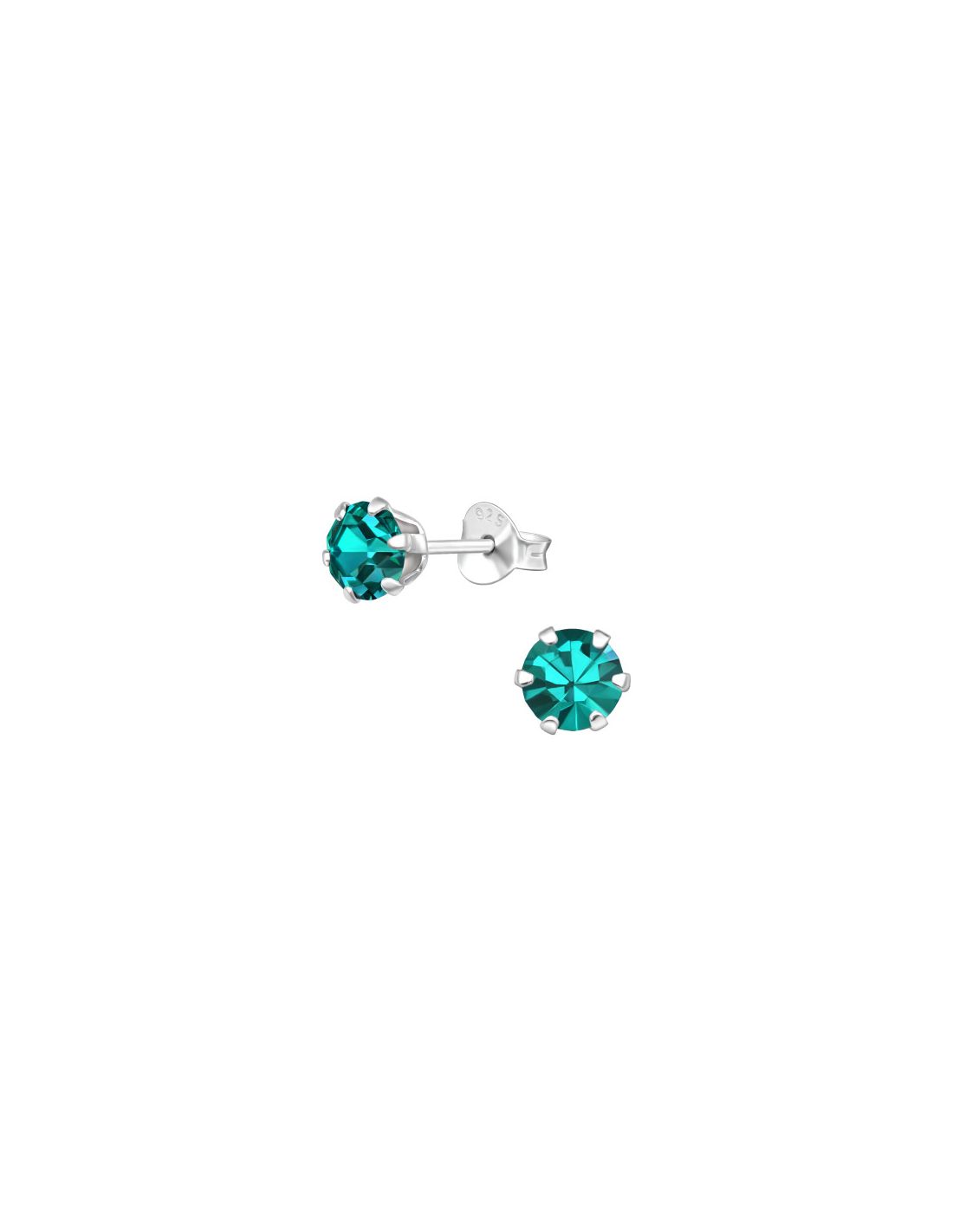 Aros de Plata Round 5Mm Blue Zircon