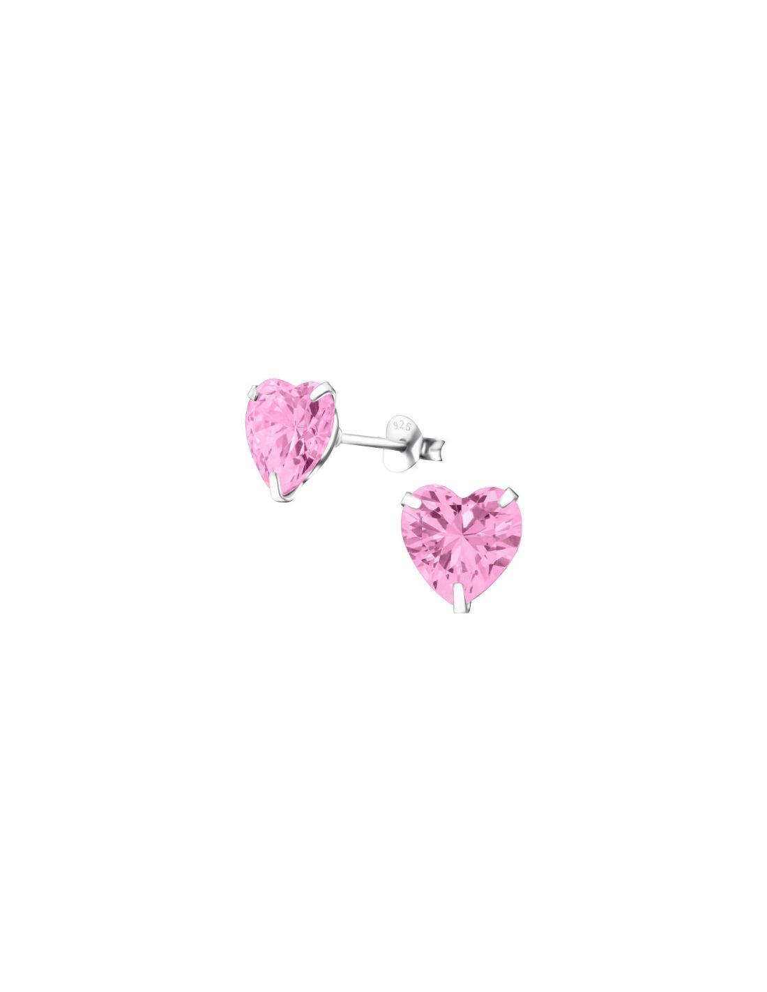 Aros de Plata Heart 9Mm CZ Pink