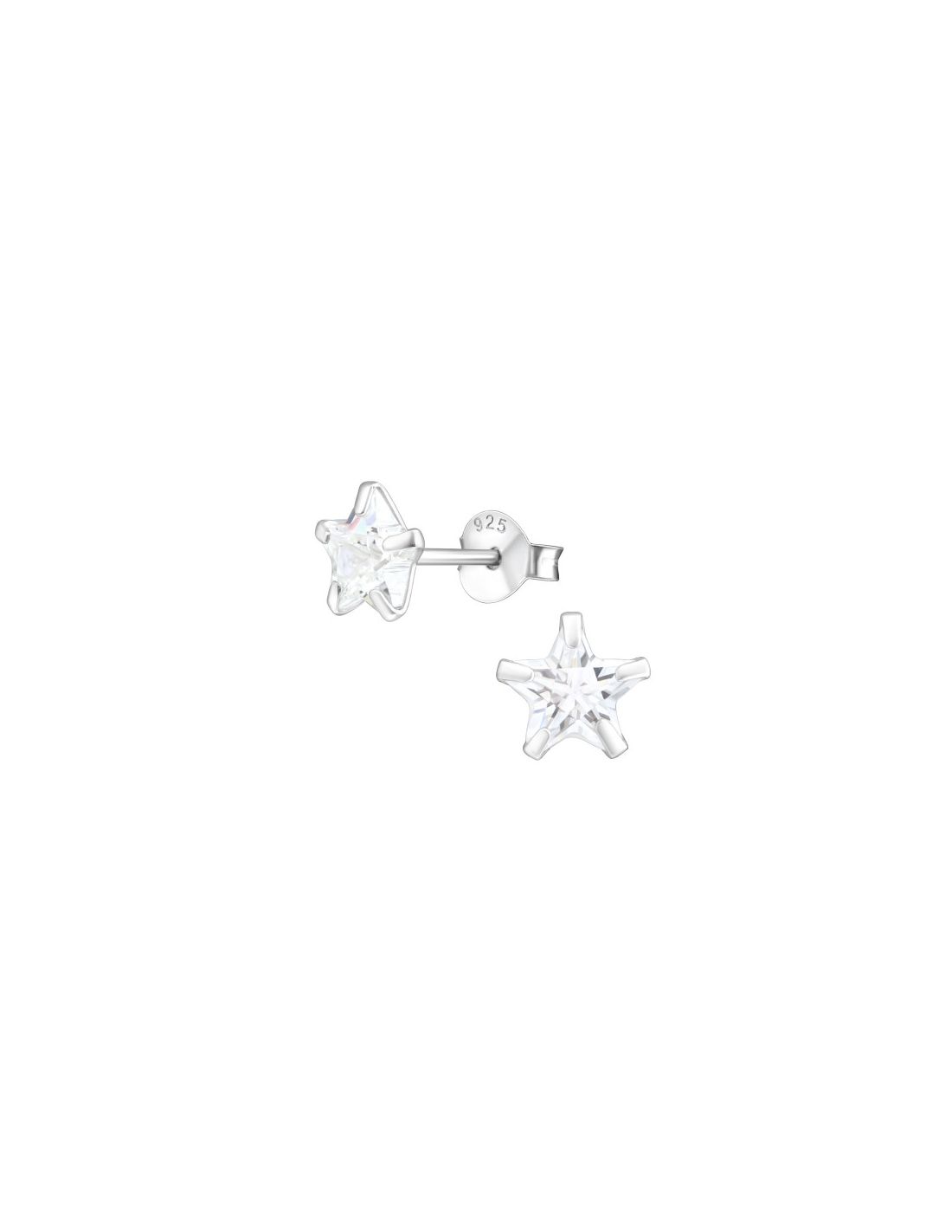 Aros de Plata Star 6Mm CZ Crystal