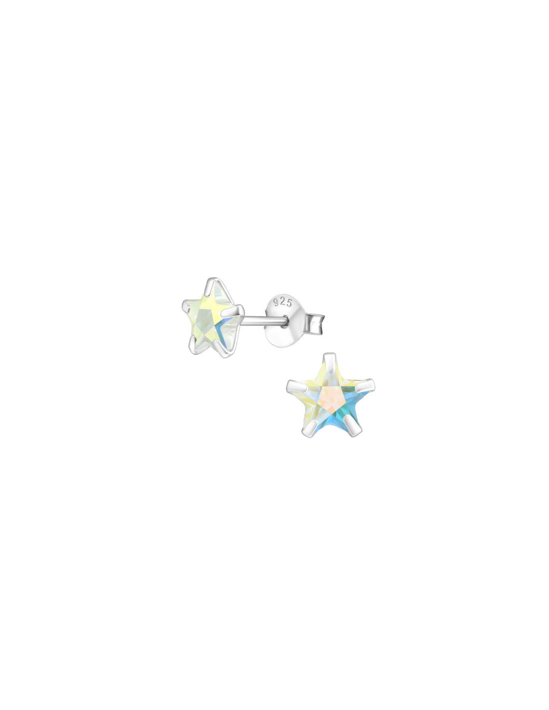 Aros de Plata Star 6Mm AB CZ Crystal
