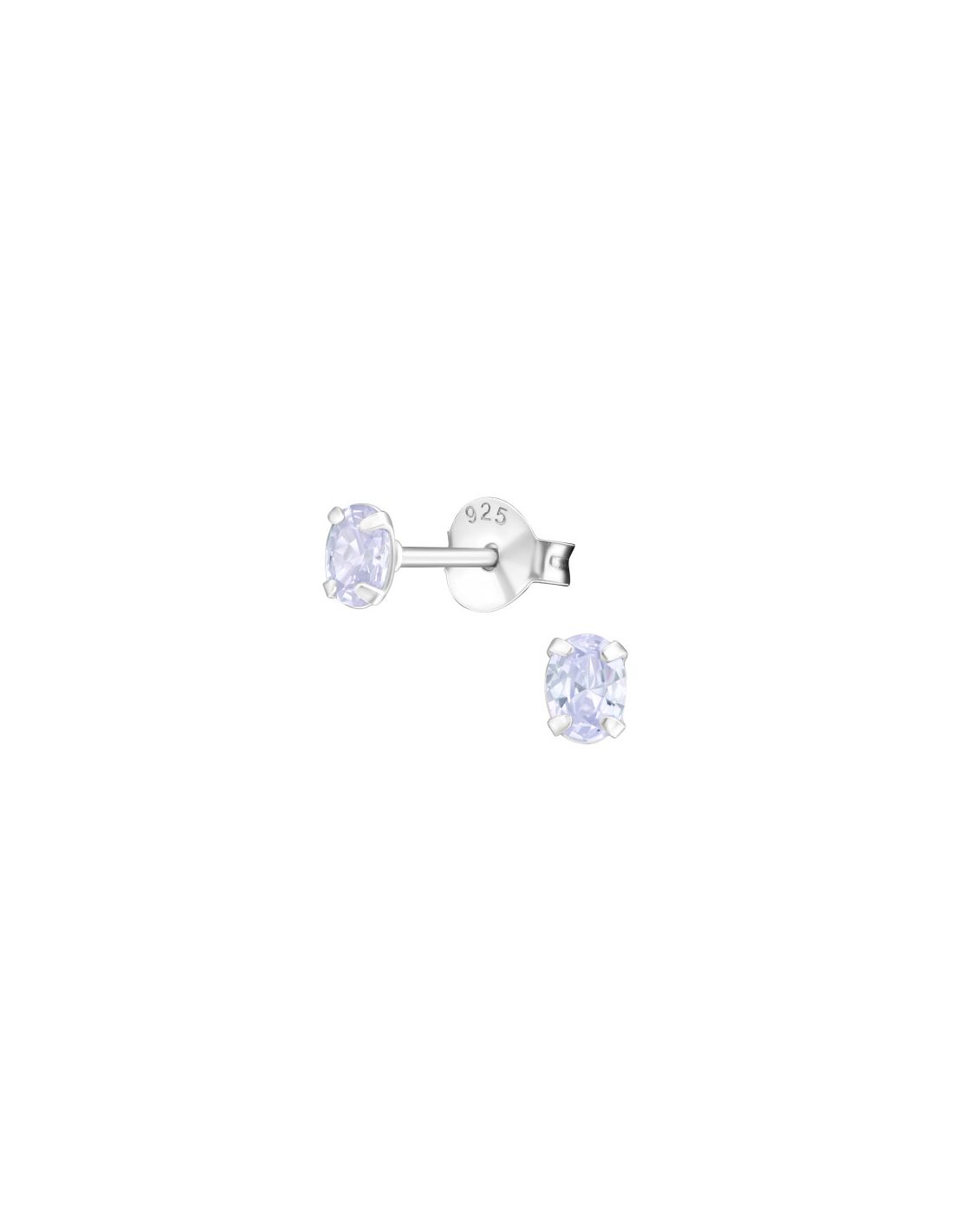 Aros de Plata Oval 3X4Mm CZ Lavender