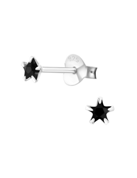 Aros de Plata Star 3Mm CZ Jet