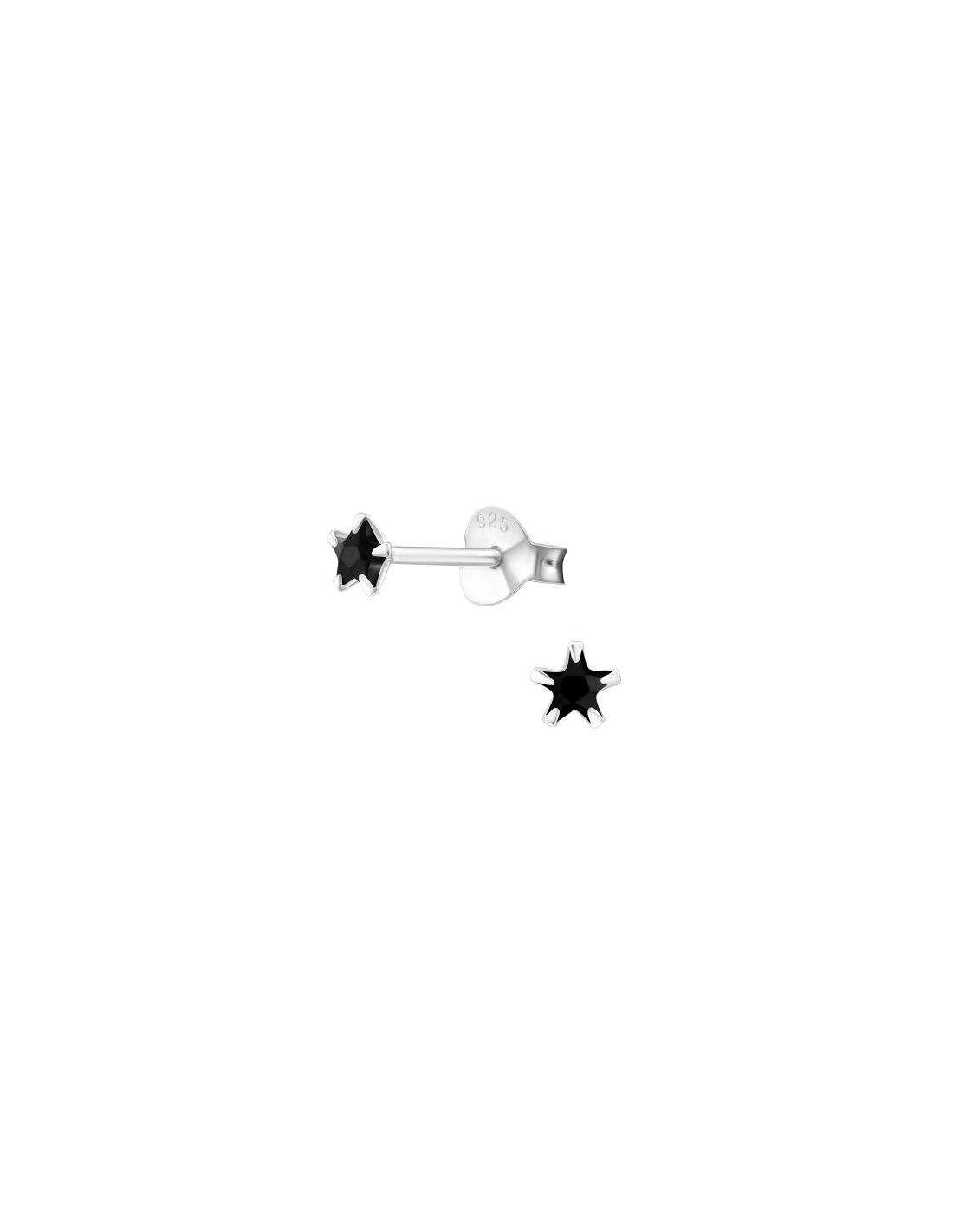 Aros de Plata Star 3Mm CZ Jet