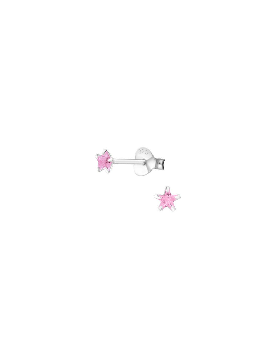 Aros de Plata Star 3Mm CZ Pink