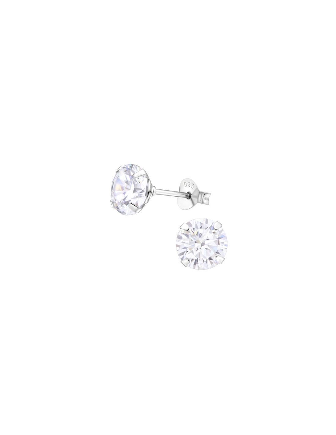 Aros de Plata Round 7Mm CZ Crystal