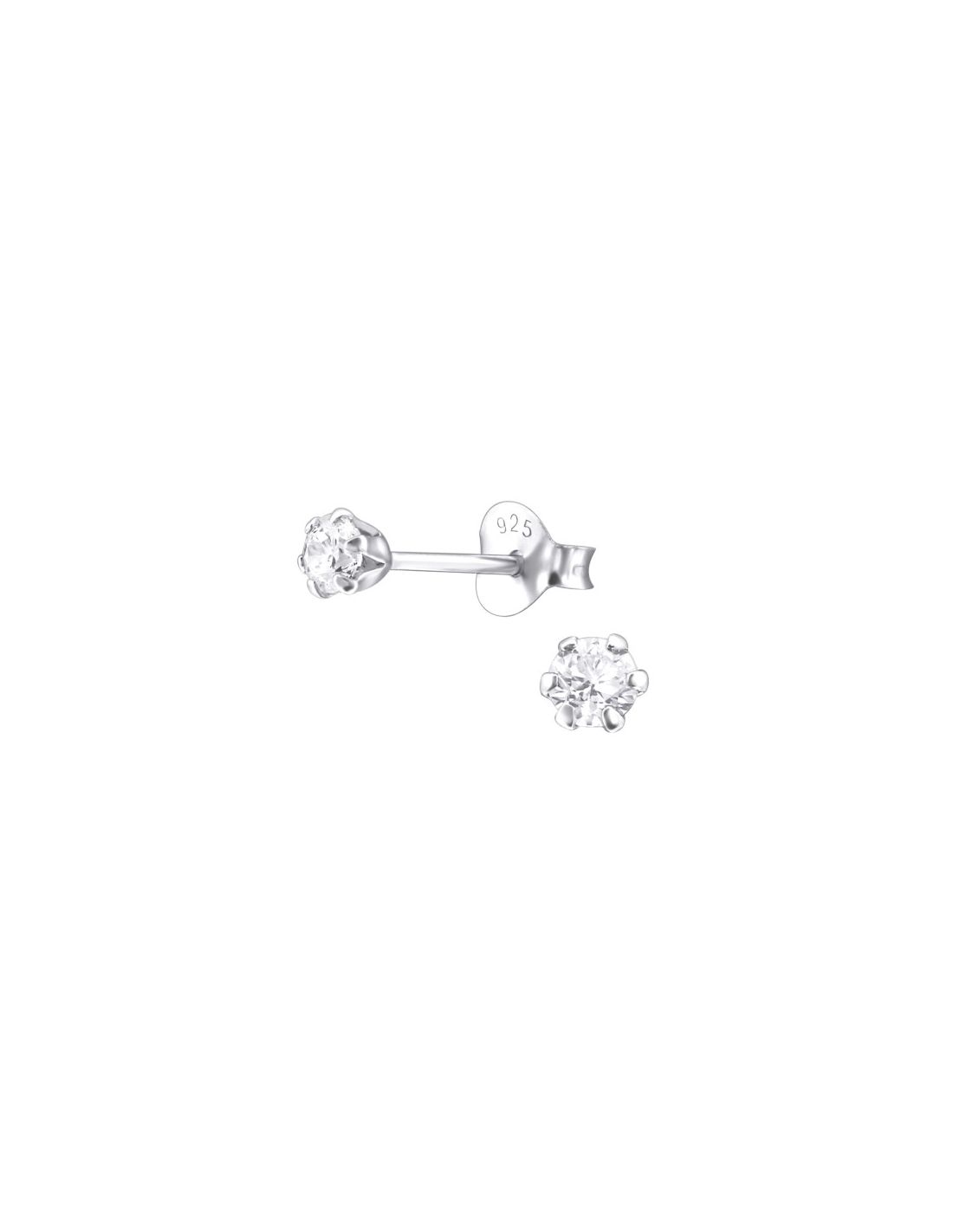 Aros de Plata 3Mm Round CZ Crystal