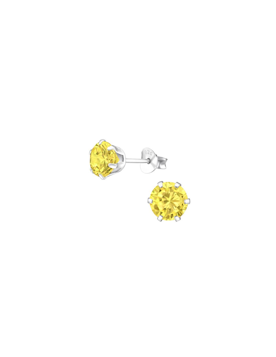 Aros de Plata Round 6Mm CZ Yellow