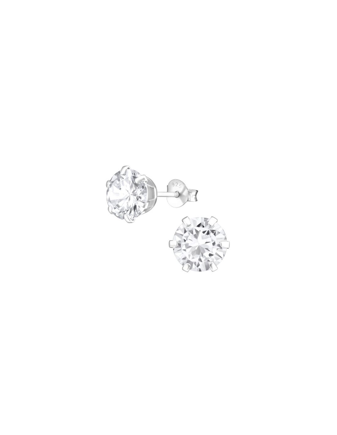 Aros de Plata Round 8Mm CZ Crystal