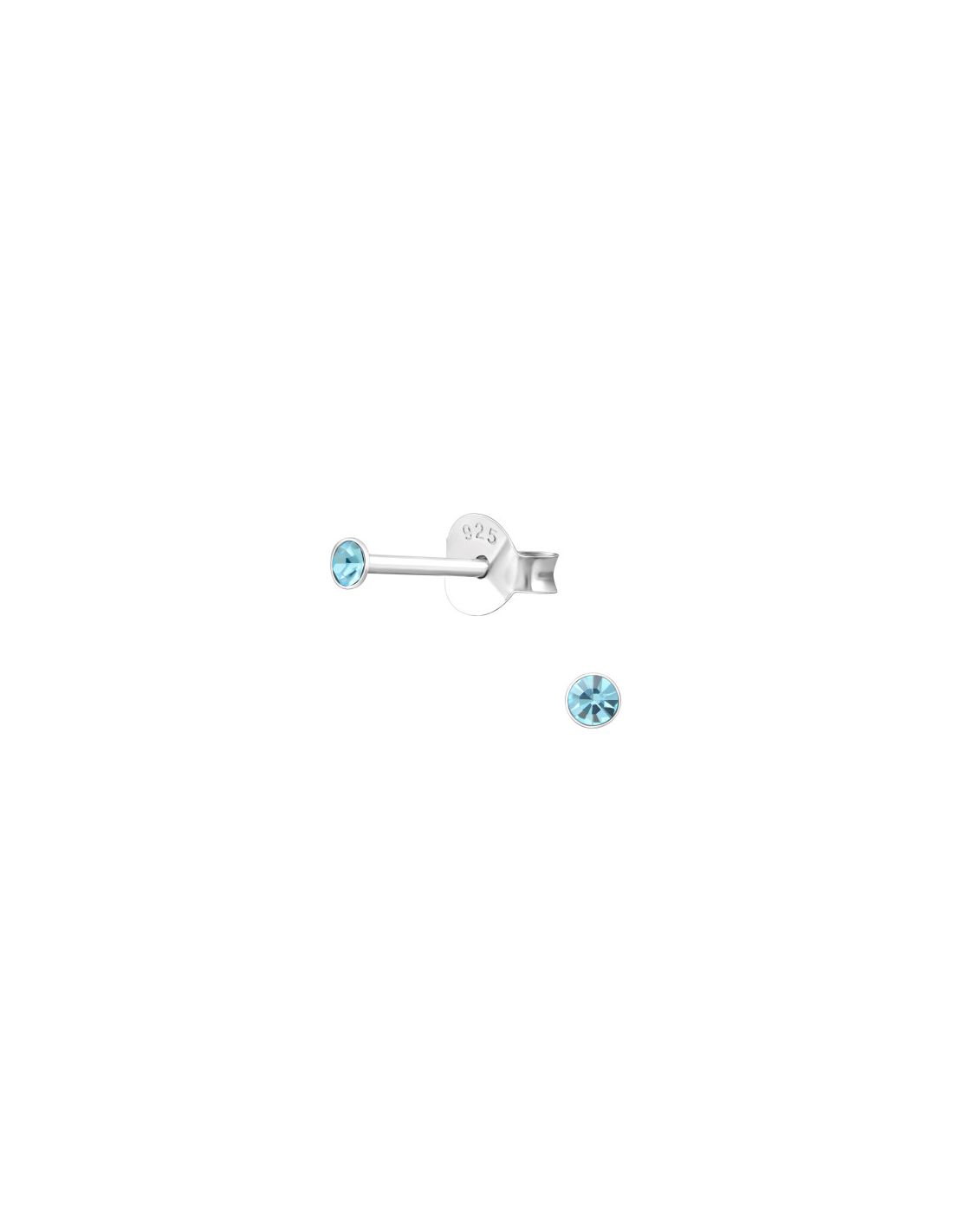 Aros de Plata 2Mm Round Aqua Bohemica