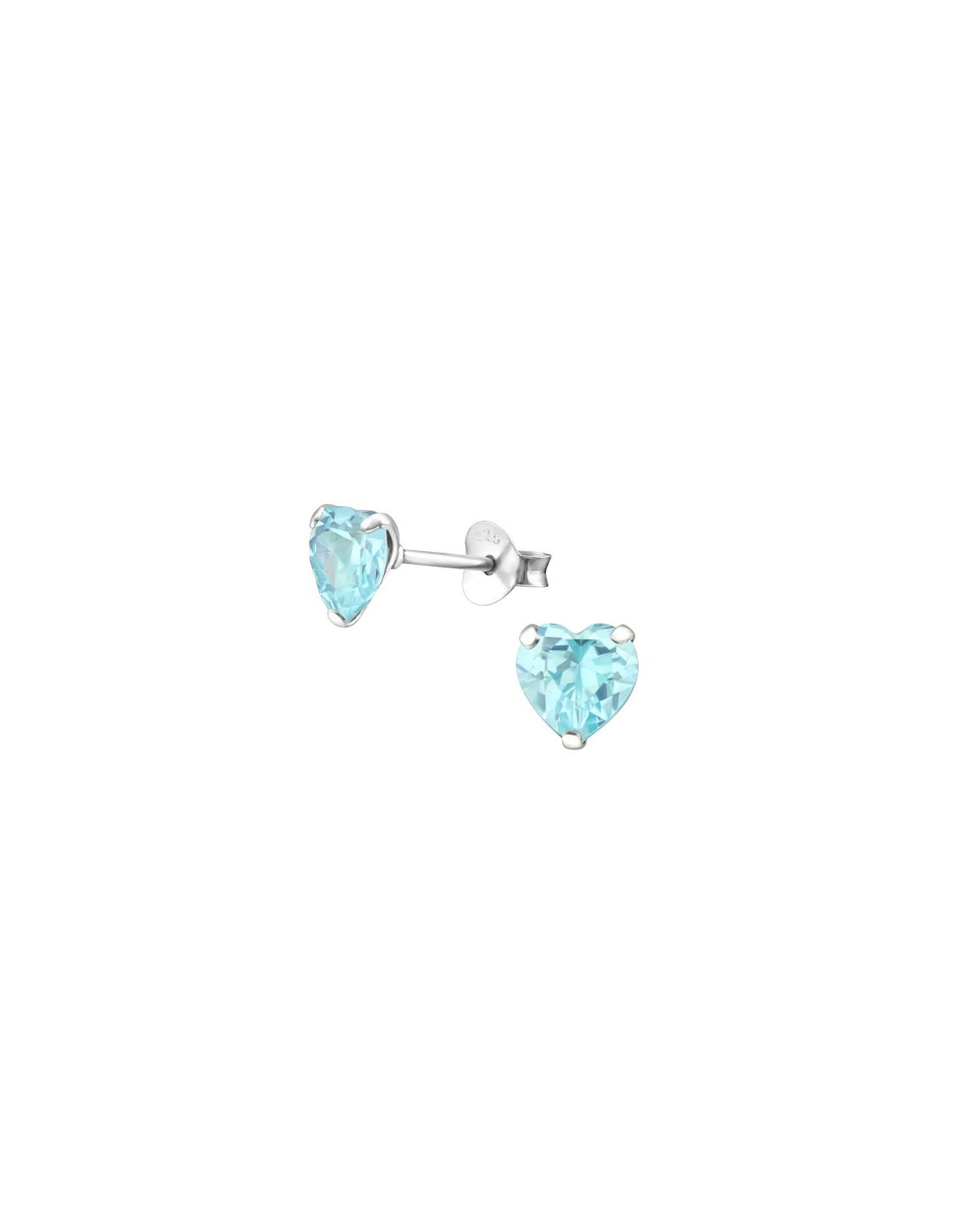 Aros de Plata Heart 6Mm CZ Aqua