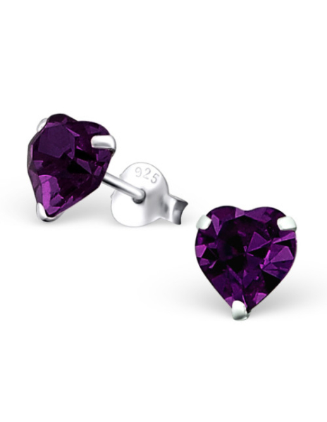 Aros de Plata Heart Amethyst