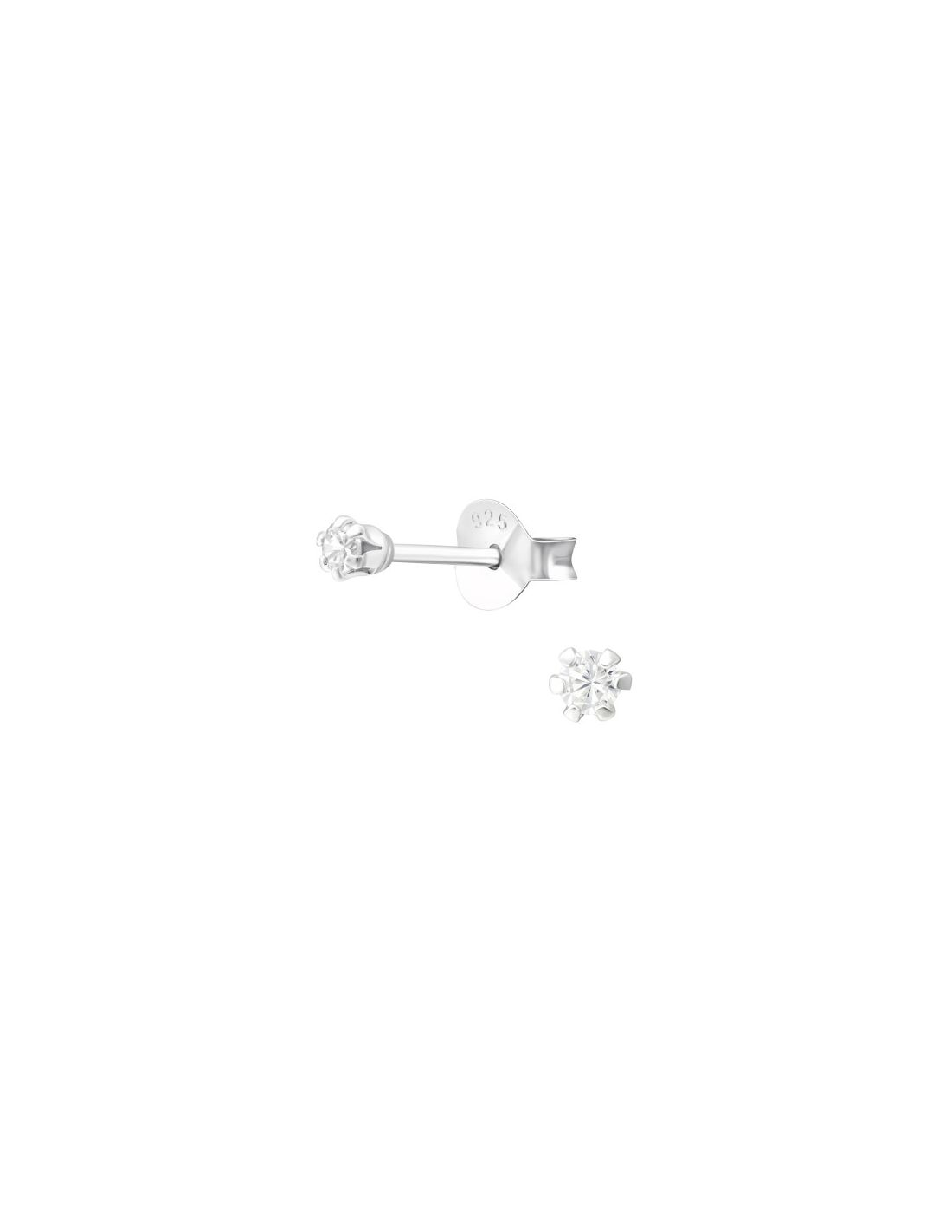 Aros de Plata 2Mm Round CZ Crystal