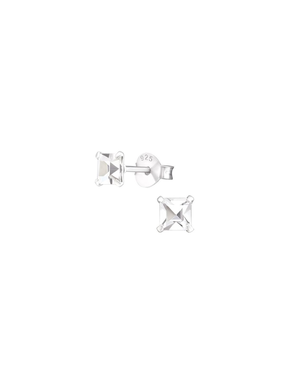 Aros de Plata Square 4Mm Crystal