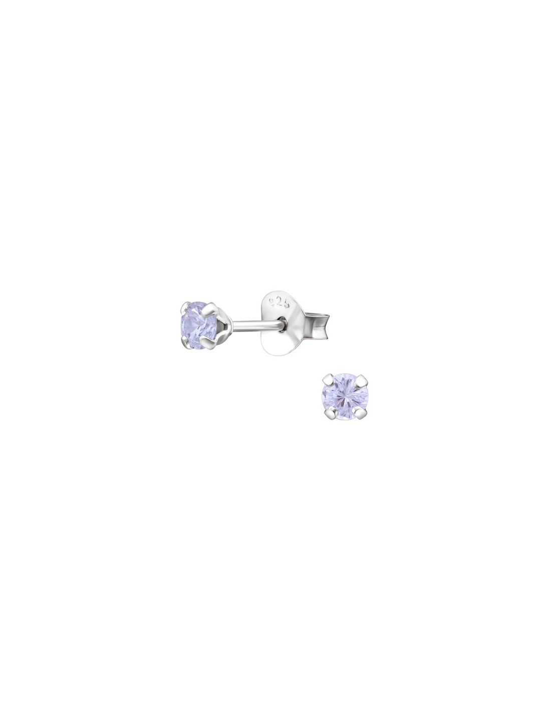 Aros de Plata 3Mm Round CZ Lavender