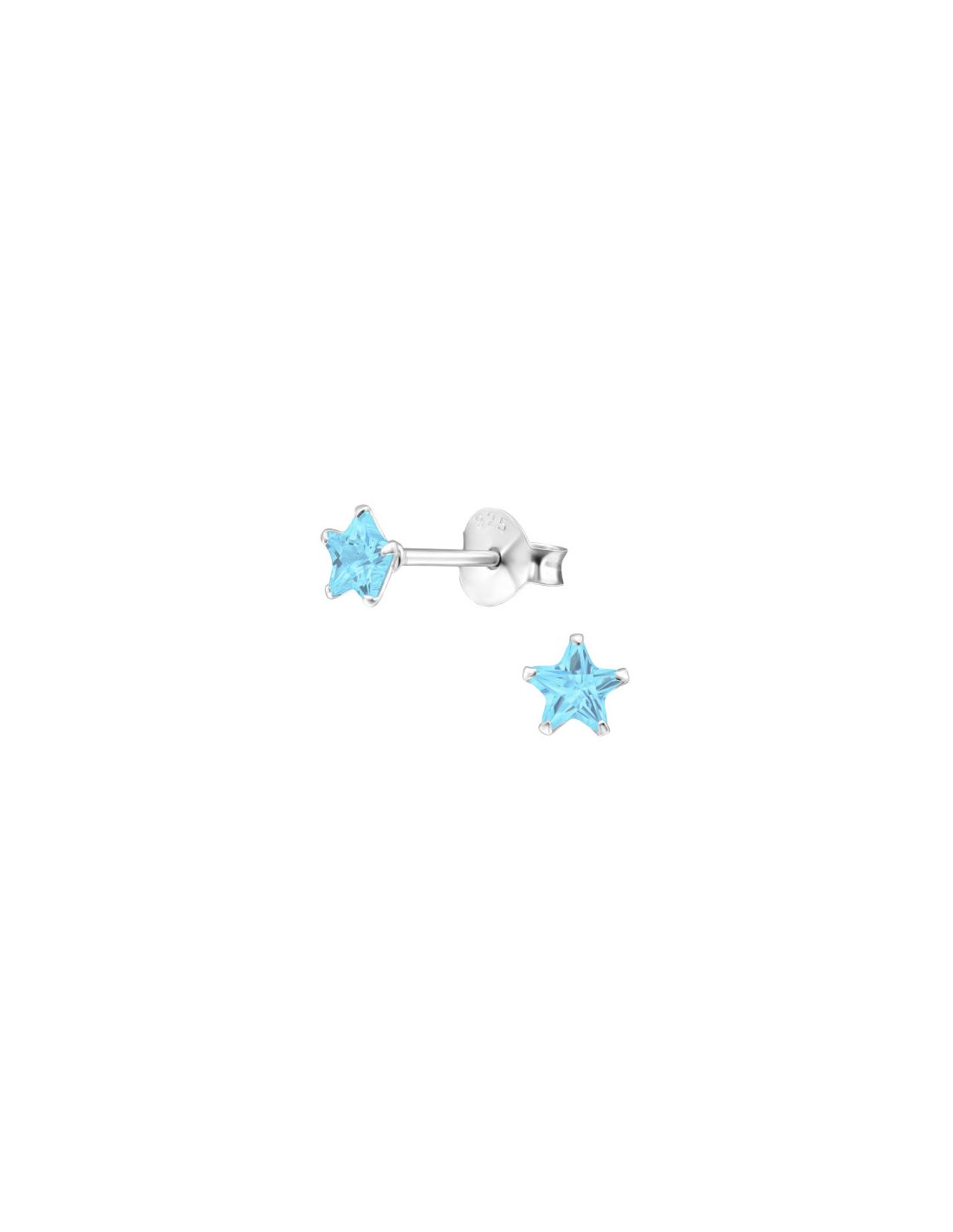 Aros de Plata Star 4Mm CZ Aqua