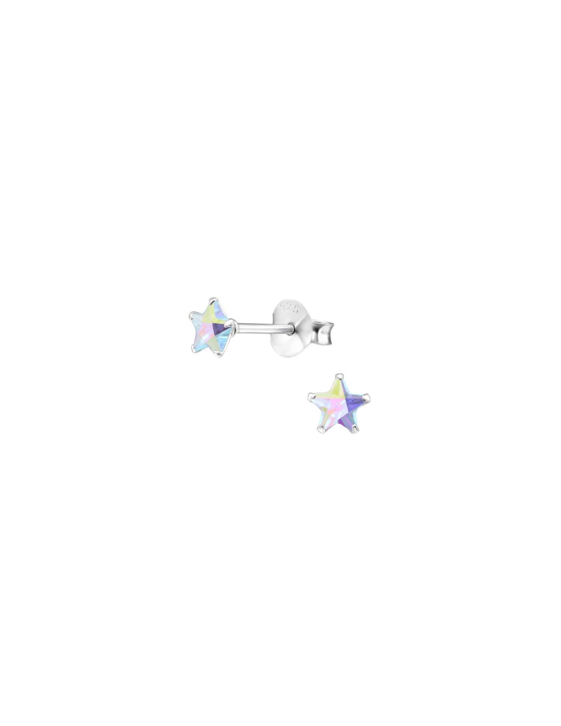 Aros de Plata Star 4Mm CZ Aqua AB
