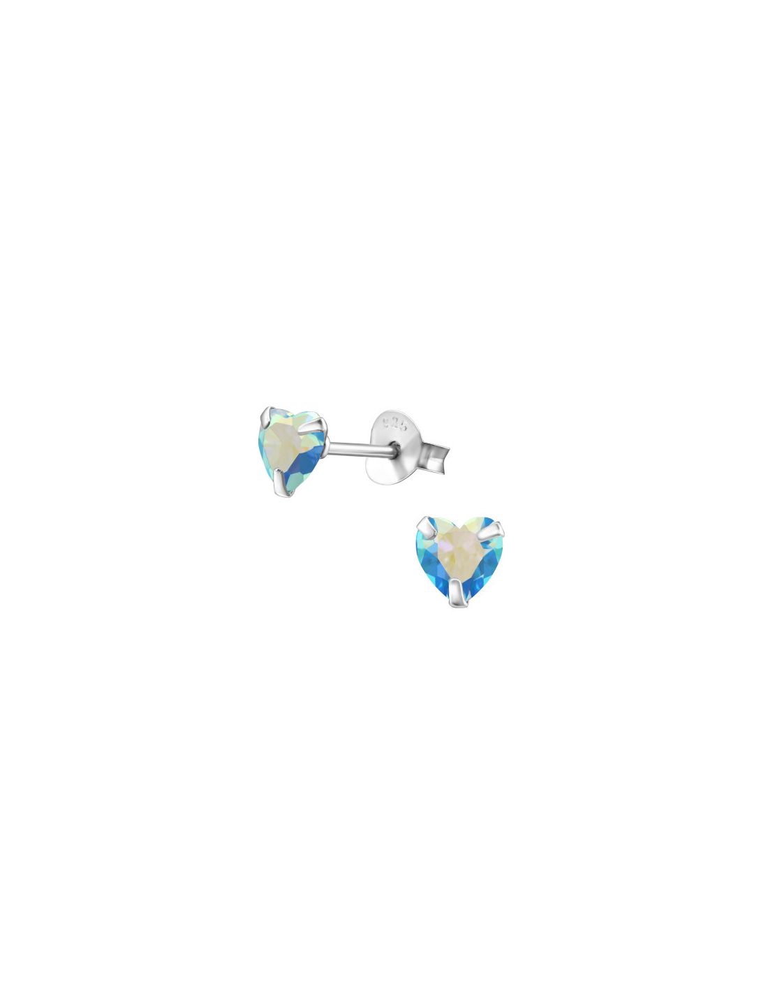 Aros de Plata Heart 5Mm CZ Aqua AB