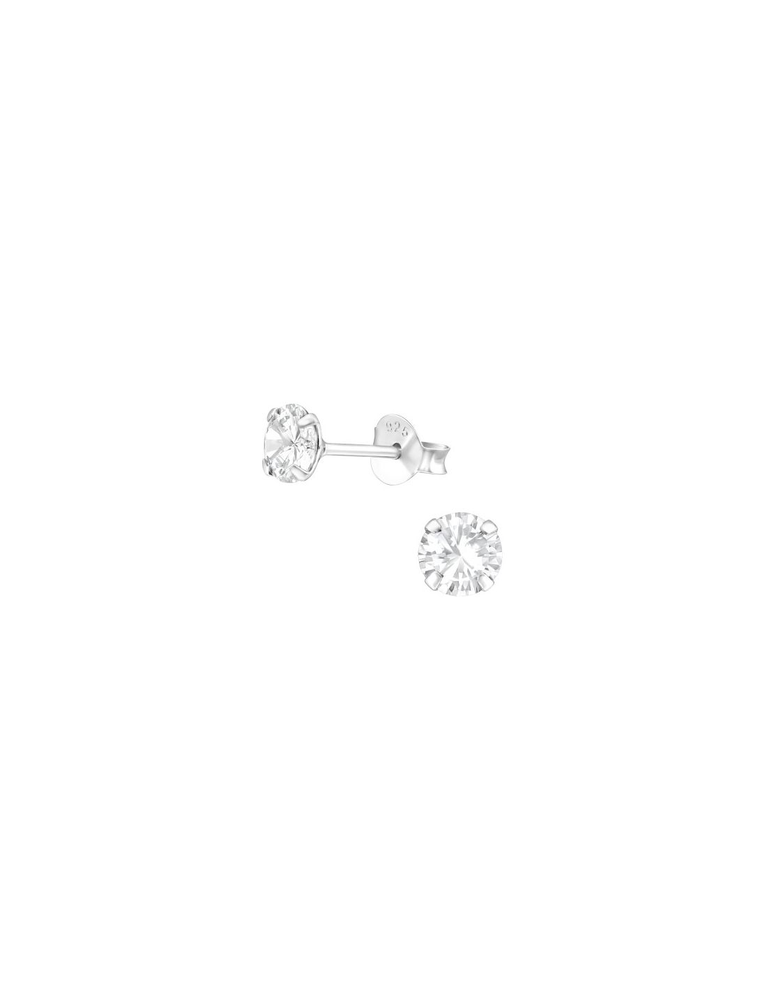 Aros de Plata Round 5Mm CZ Crystal