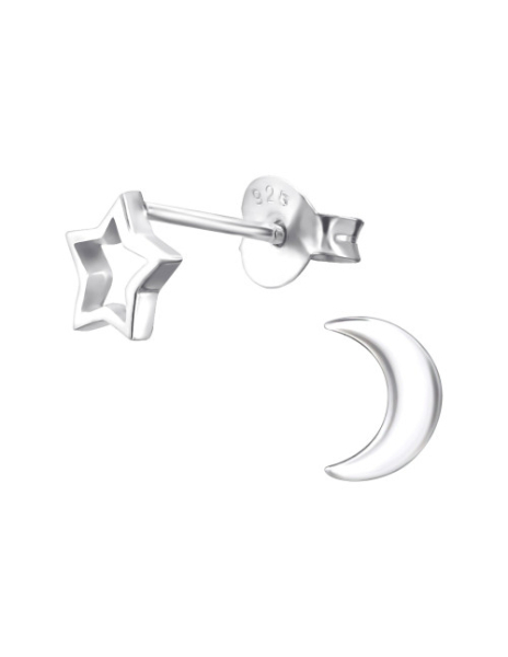 Aros de Plata Moon And Star -
