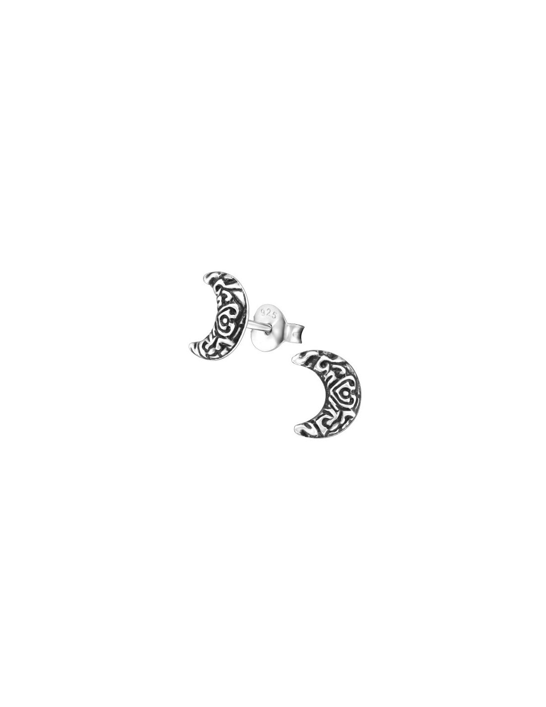 Aros de Plata Ethnic Crescent Moon -