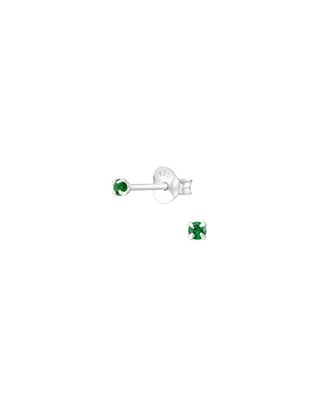 Aros de Plata Round 2Mm May - CZ Emerald