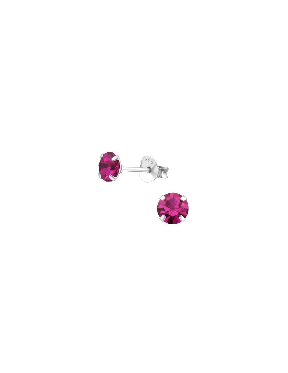 Aros de Plata 5Mm Round Fuchsia