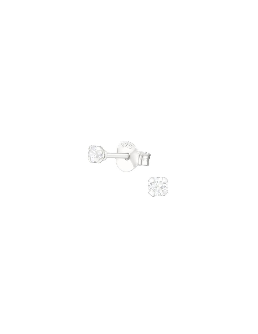 Aros de Plata Round 2.5Mm CZ Crystal