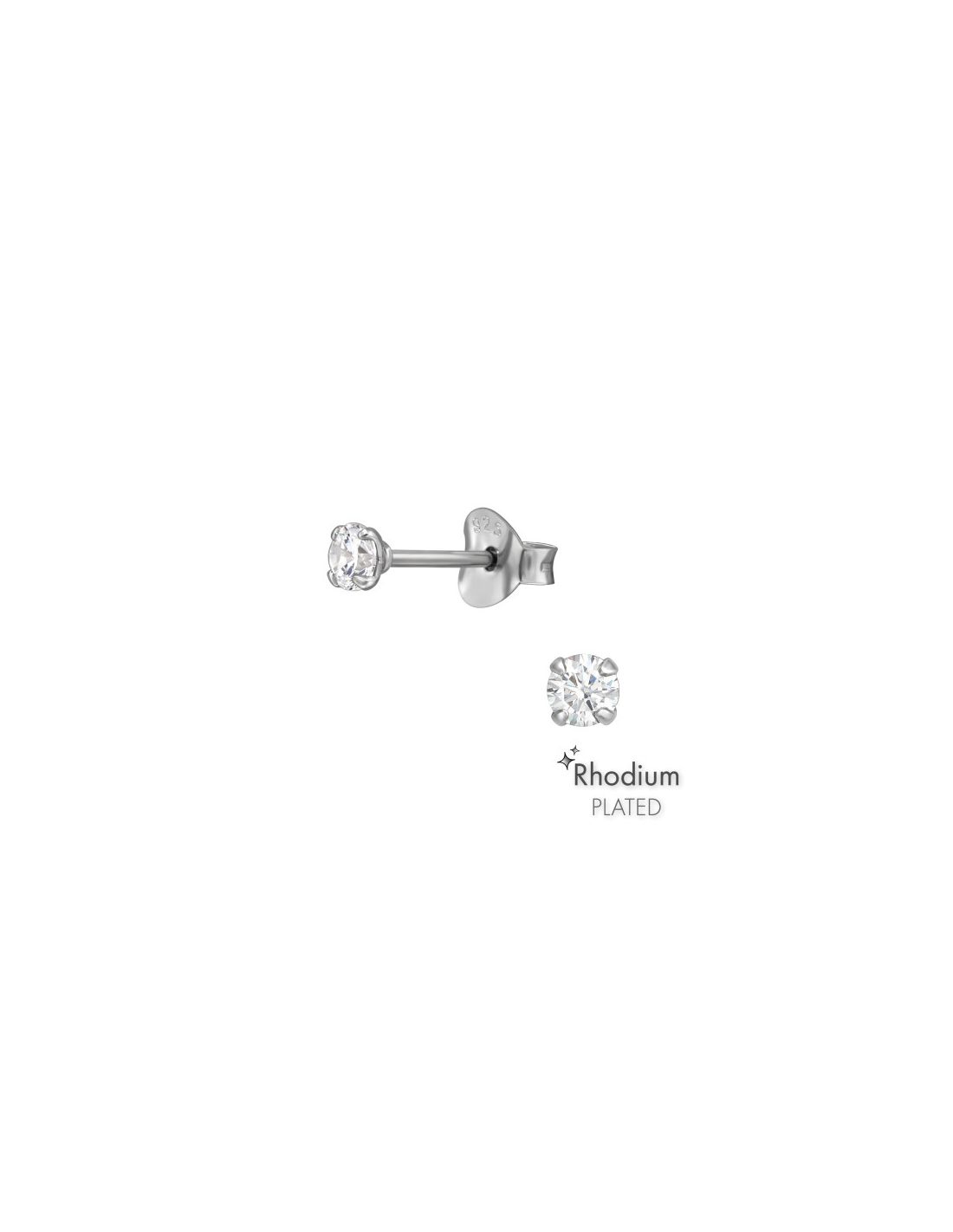 Aros de Plata Round 3Mm CZ Crystal