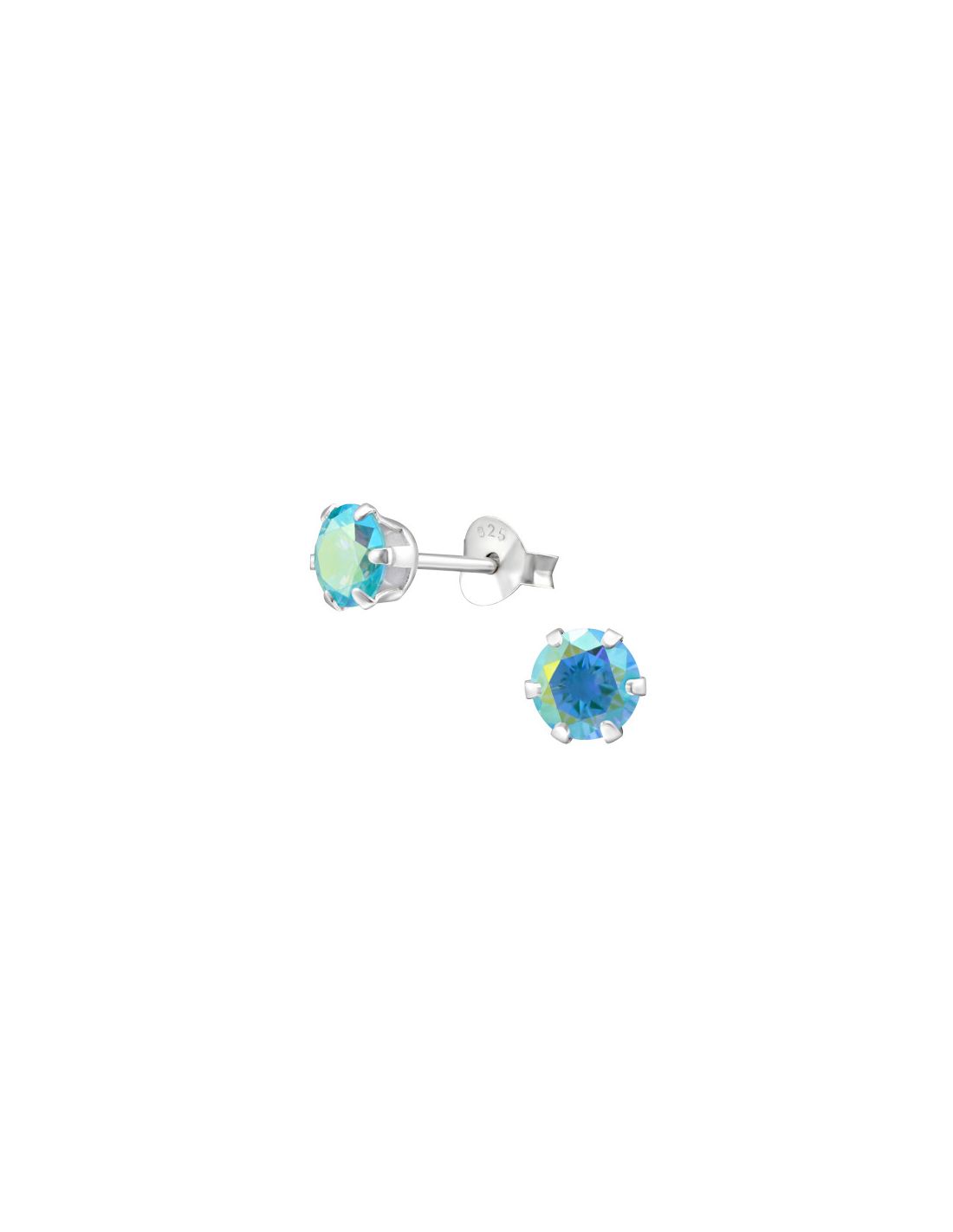 Aros de Plata Round 5Mm CZ Aqua AB